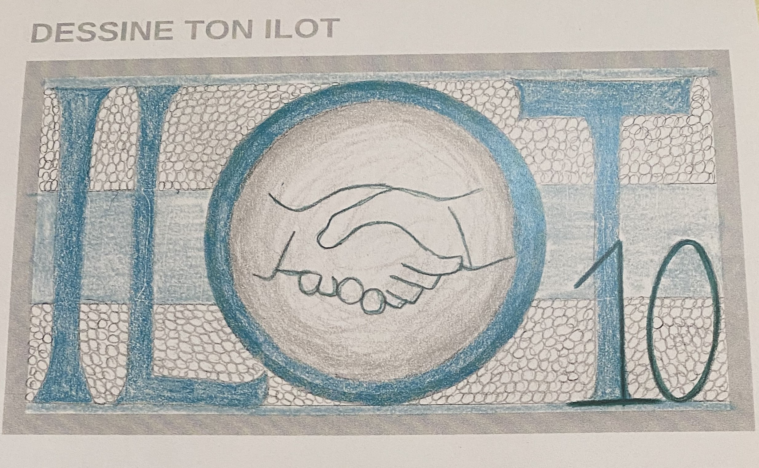 Coloriage d'un billet de monnaie de l'Îlot